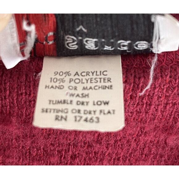 VTG Fire Islander Open Front Sweater Vest Dark Red Textured Knit USA Medium - Picture 4 of 5